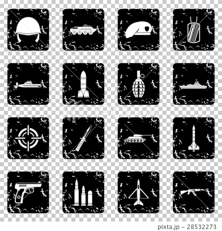 Military set icons, grunge style Military set icons, grunge style 28532273