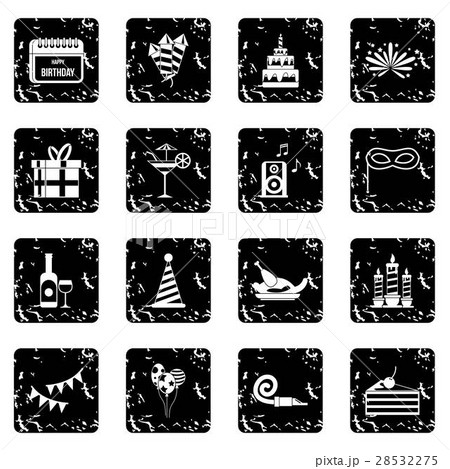 Happy Birthday icons set, simple style Happy Birthday icons set, simple style 28532275