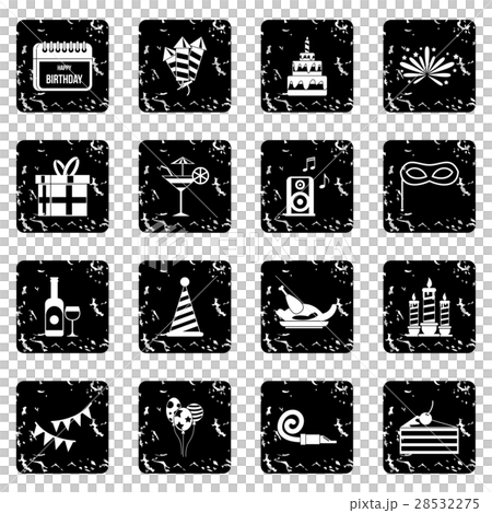 Happy Birthday icons set, simple style Happy Birthday icons set, simple style 28532275