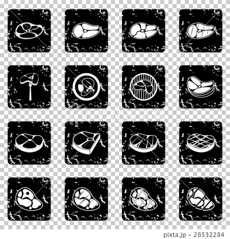 Steak set icons, grunge style 28532284