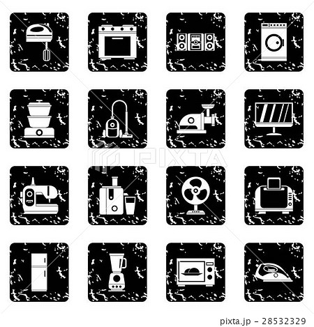 Household appliances set icons, grunge style 28532329
