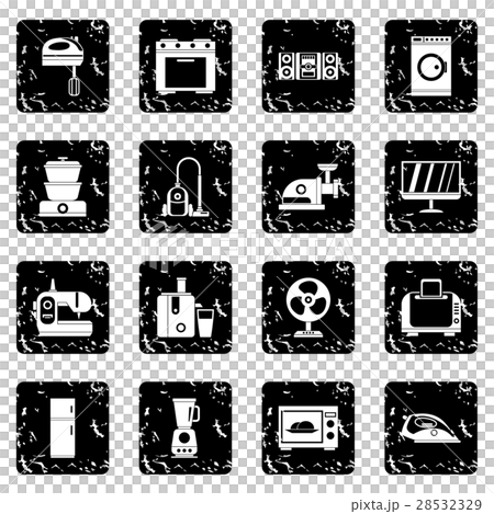 Household appliances set icons, grunge style 28532329