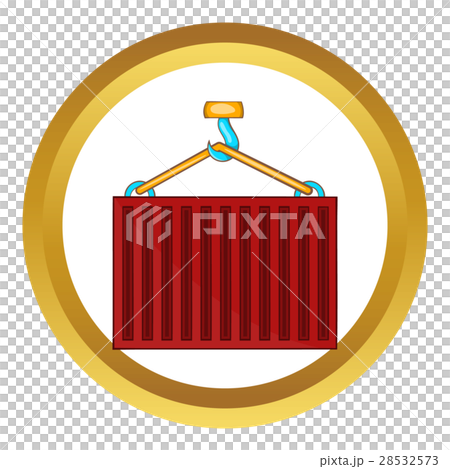 Crane lifts red container vector icon 28532573