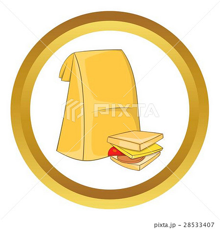 Lunch bag and sandwich vector icon 28533407