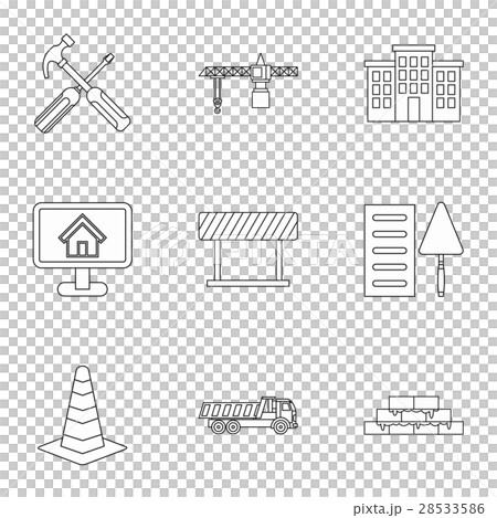Construction tools icons set, outline style Construction tools icons set, outline style 28533586