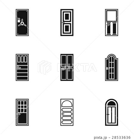 Security doors icons set, simple style Security doors icons set, simple style 28533636