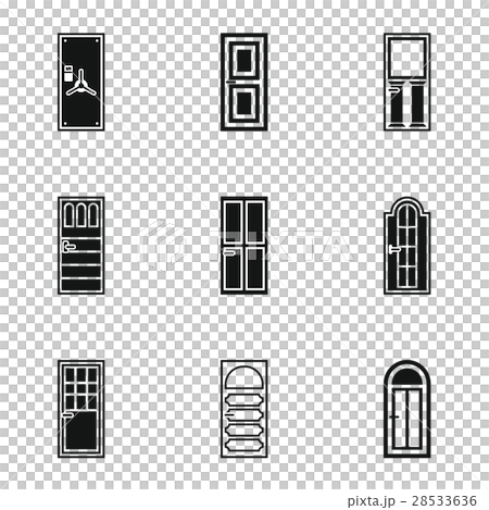 Security doors icons set, simple style Security doors icons set, simple style 28533636