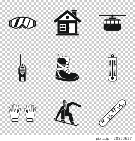 Winter snowboarding icons set, simple style 28533637