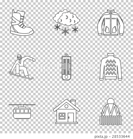 Winter holidays icons set, outline style 28533644