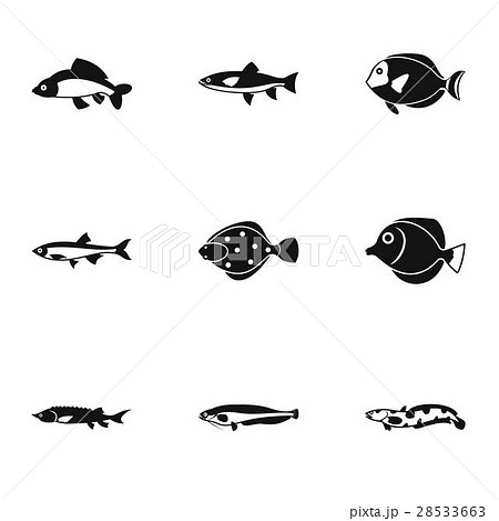 Fish icons set, simple style 28533663