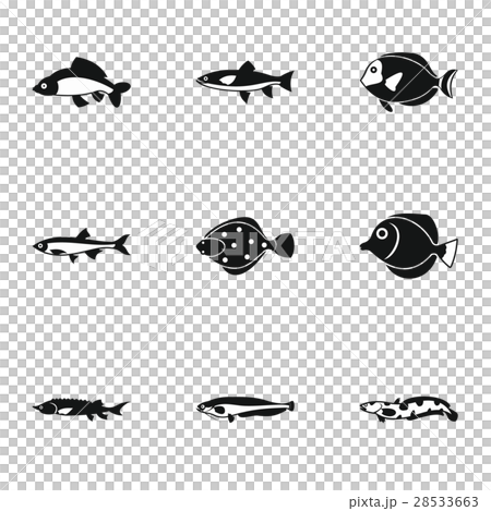 Fish icons set, simple style 28533663