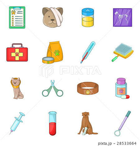 Veterinary clinic icons set, cartoon style 28533664