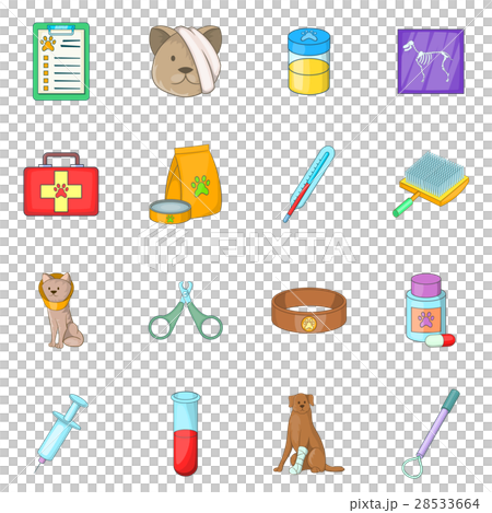 Veterinary clinic icons set, cartoon style 28533664