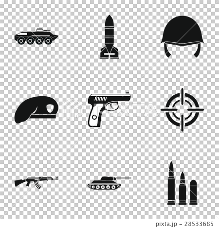 Weapons icons set, simple style Weapons icons set, simple style 28533685