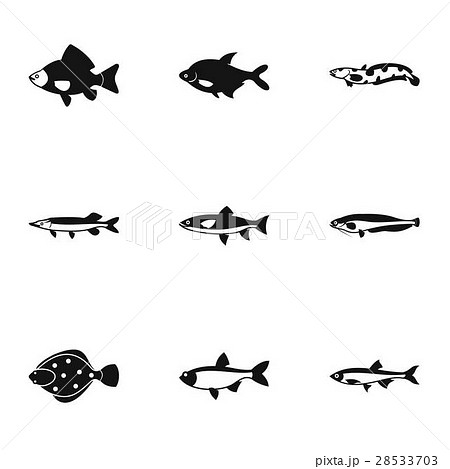River fish icons set, simple style River fish icons set, simple style 28533703