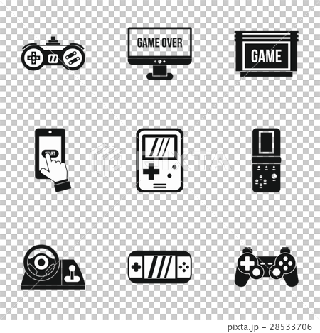 Game console icons set, simple style - Stock Illustration [28533706 ...