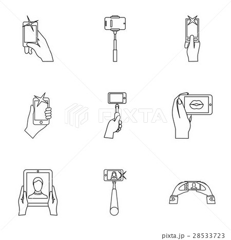 Selfie icons set, outline style 28533723
