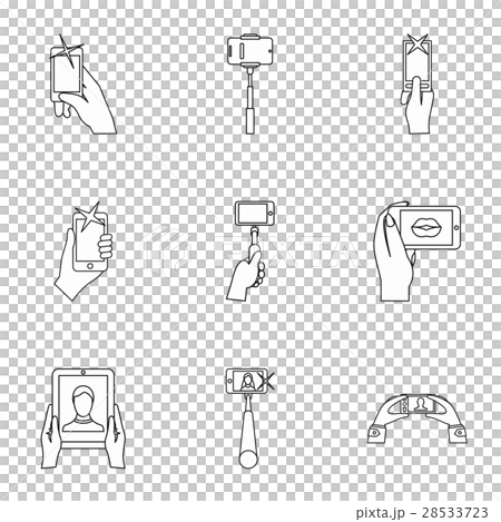 Selfie icons set, outline style 28533723