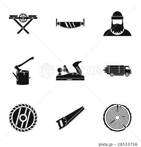 Sawing icons set, simple style Sawing icons set, simple style 28533736