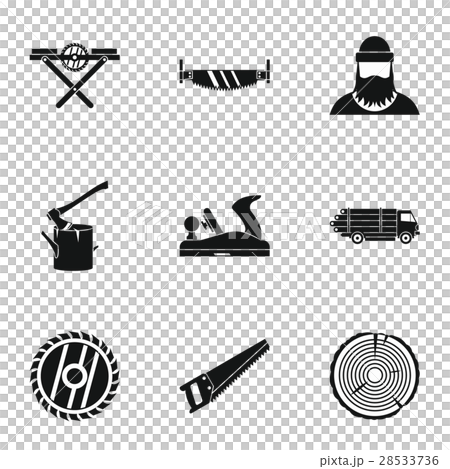 Sawing icons set, simple style Sawing icons set, simple style 28533736