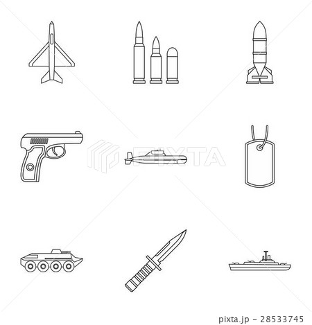Military defense icons set, outline style Military defense icons set, outline style 28533745