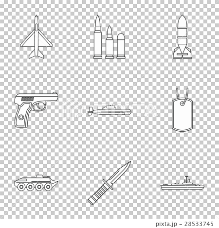 Military defense icons set, outline style Military defense icons set, outline style 28533745