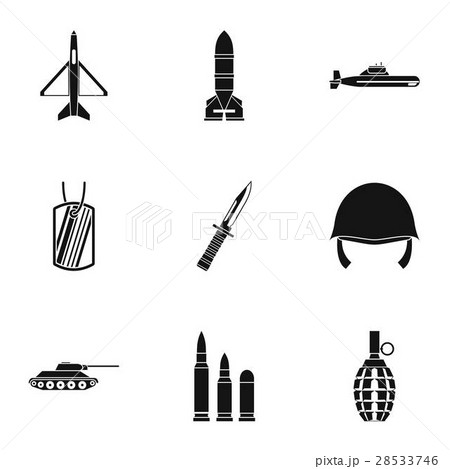 Military defense icons set, simple style Military defense icons set, simple style 28533746
