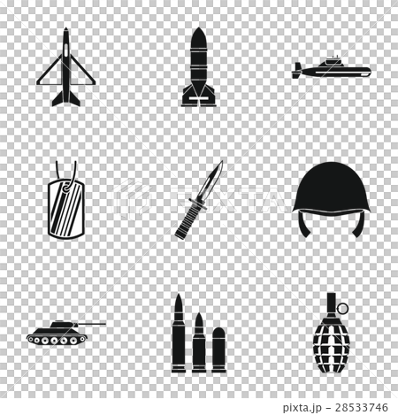 Military defense icons set, simple style Military defense icons set, simple style 28533746