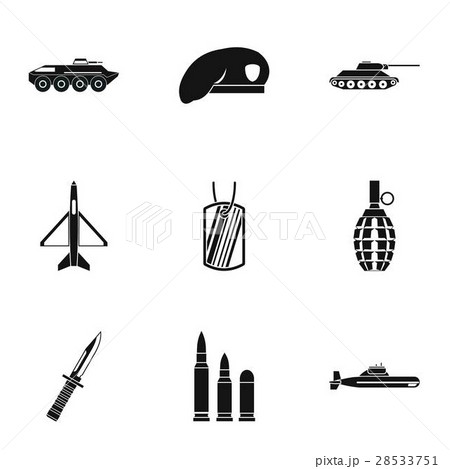 Equipment for war icons set, simple style Equipment for war icons set, simple style 28533751