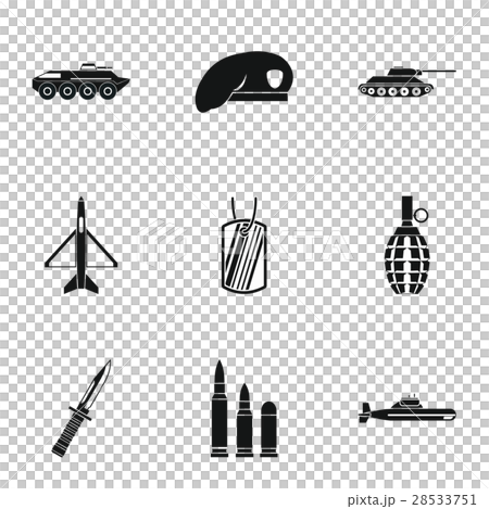 Equipment for war icons set, simple style Equipment for war icons set, simple style 28533751