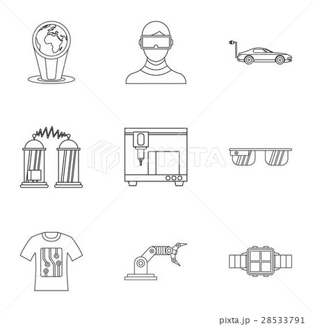 Latest electronic devices icons set, outline style 28533791