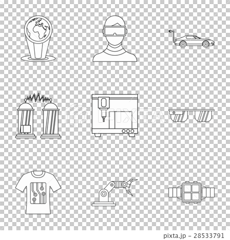 Latest electronic devices icons set, outline style 28533791