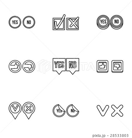 Cross and tick icons set, outline style Cross and tick icons set, outline style 28533803