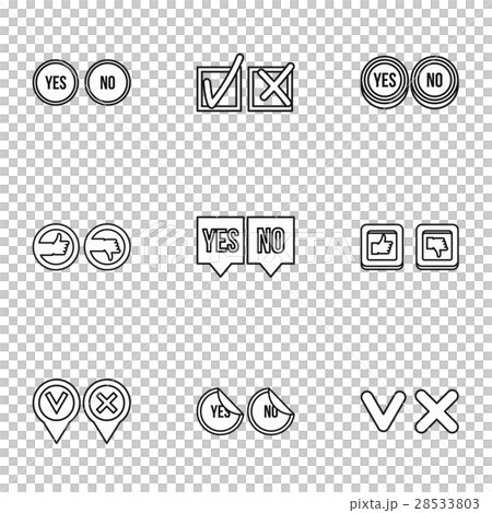 Cross and tick icons set, outline style Cross and tick icons set, outline style 28533803