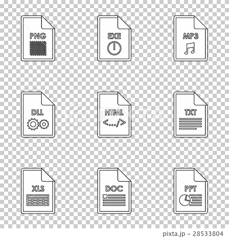Documents icons set, outline style 28533804