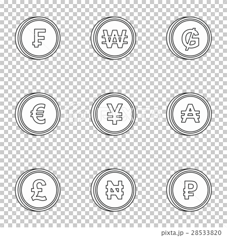 Currency icons set, outline style Currency icons set, outline style 28533820
