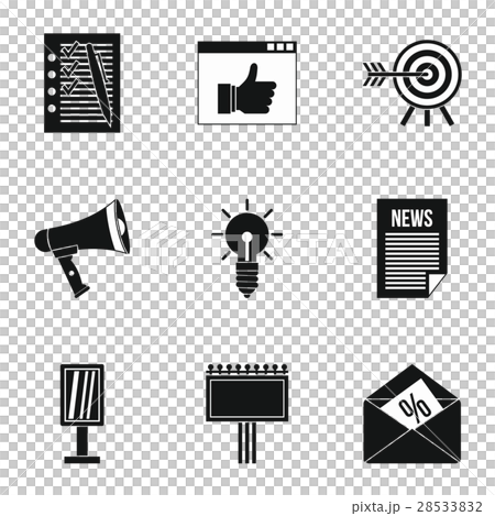 Advertising goods icons set, simple style 28533832