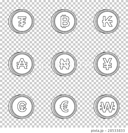 Money of countries icons set, outline style Money of countries icons set, outline style 28533833