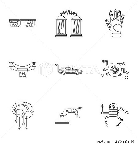 Innovation icons set, outline style 28533844