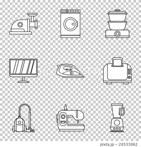 Home appliances icons set, outline style Home appliances icons set, outline style 28533862