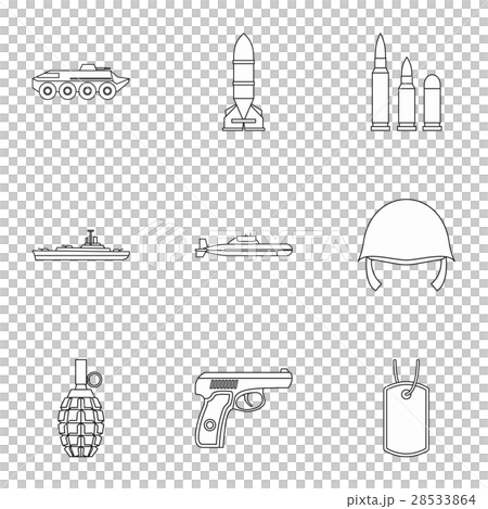 Weapons icons set, outline style Weapons icons set, outline style 28533864