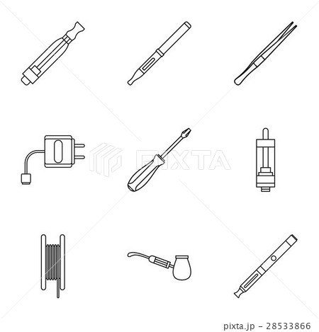 Electronic cigarette icons set, outline style Electronic cigarette icons set, outline style 28533866