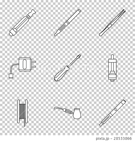 Electronic cigarette icons set, outline style Electronic cigarette icons set, outline style 28533866