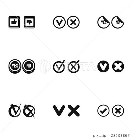 Tick icons set, simple style 28533867