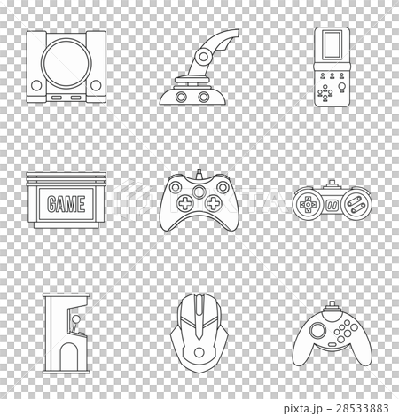 Computer games icons set, outline style 28533883