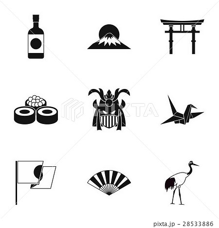 Tourism in Japan icons set, simple style Tourism in Japan icons set, simple style 28533886