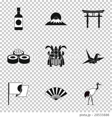 Tourism in Japan icons set, simple style Tourism in Japan icons set, simple style 28533886
