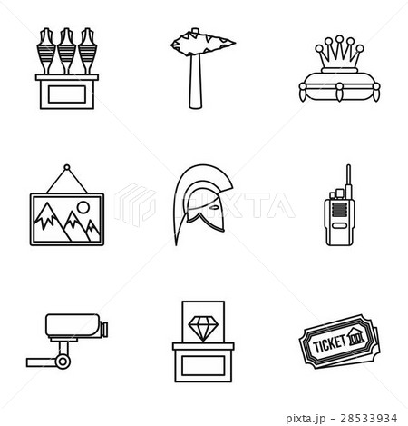 Going to museum icons set, outline style Going to museum icons set, outline style 28533934
