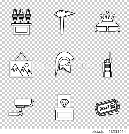 Going to museum icons set, outline style Going to museum icons set, outline style 28533934