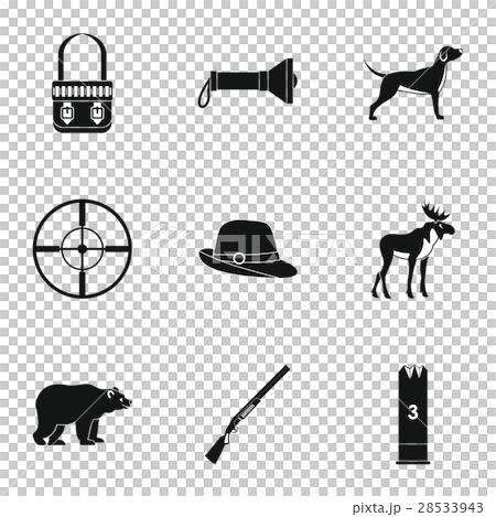Bird hunting icons set, simple style 28533943